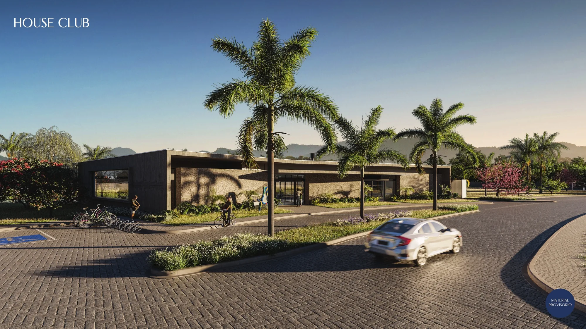 House Club do Allegro Family Resort em arquitetura contemporânea com palmeiras à beira do lago