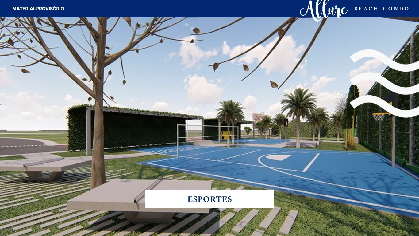 Quadra de beach tennis e praça de esportes do Allure Beach Condo em Xangri-Lá