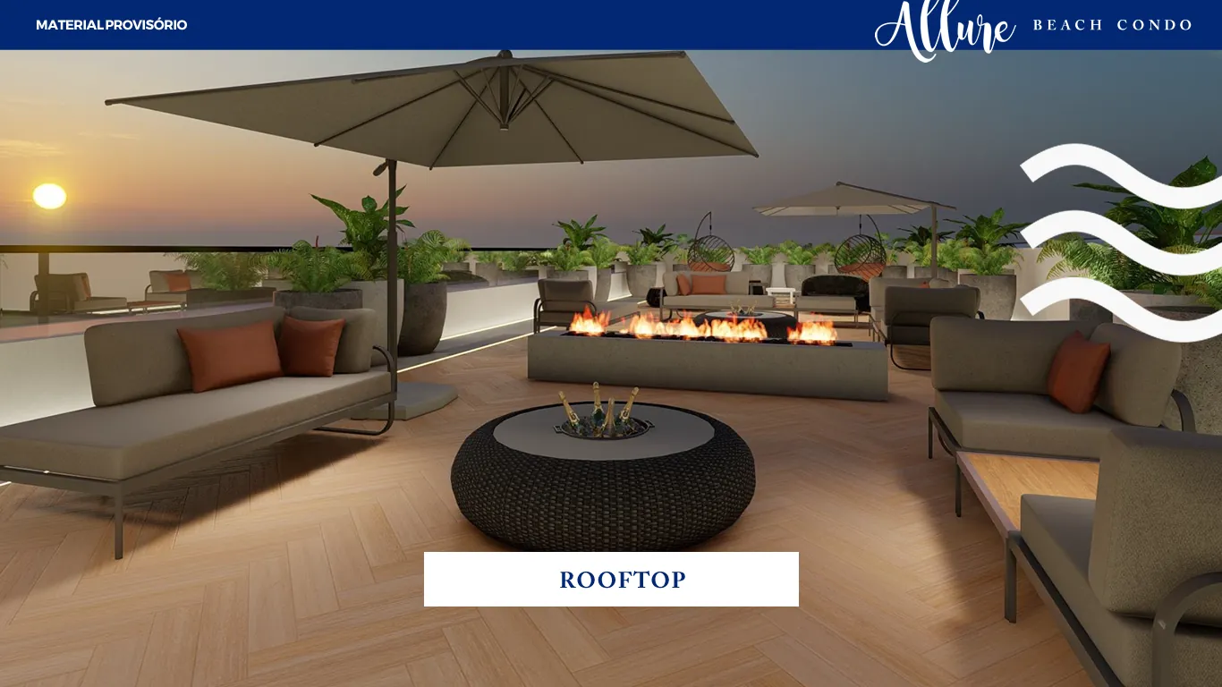 Rooftop do ClubHouse do Allure Beach Condo, condomínio fechado com lotes à beira de lago em Xangri-Lá