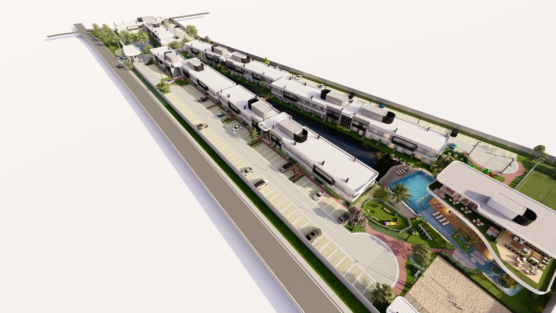 Vista aérea do Amalfi Beach Residences, apartamentos beira-lago em Xangri-Lá no litoral norte gaúcho
