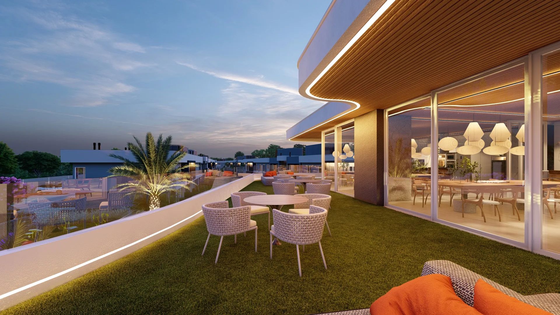 Terraço de contemplação e gourmet do Amalfi Beach Residences em Xangri-Lá