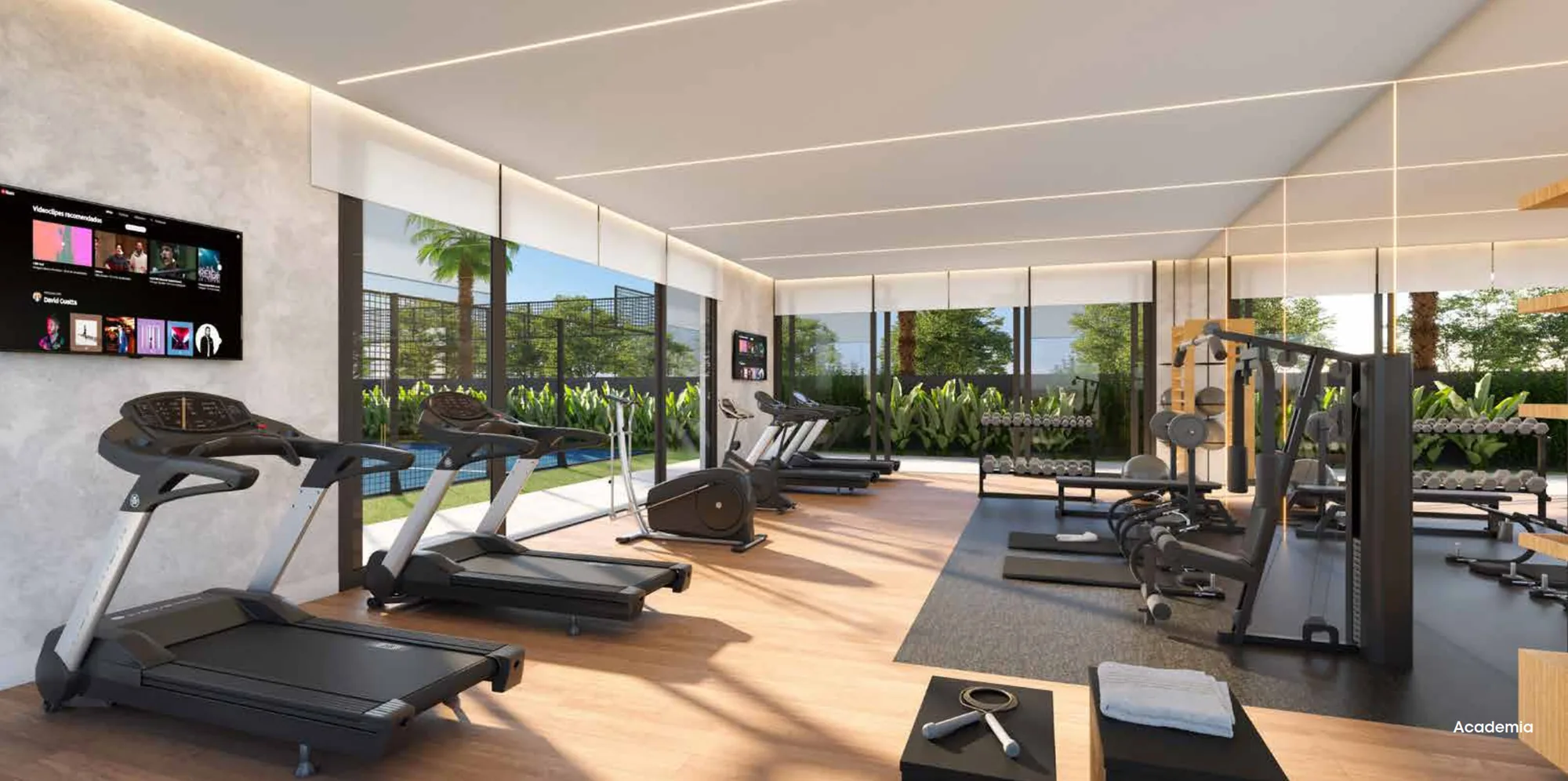Academia equipada do clube do Gaia Atlântida Residences