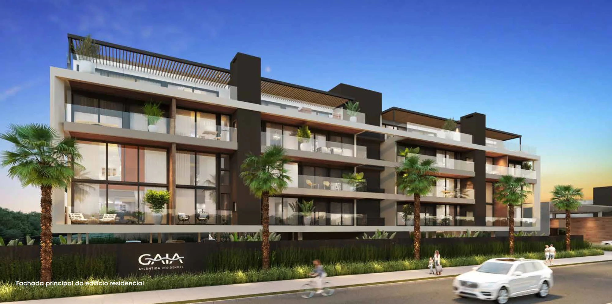 Fachada do Gaia Atlântida Residences, condomínio fechado em Atlântida