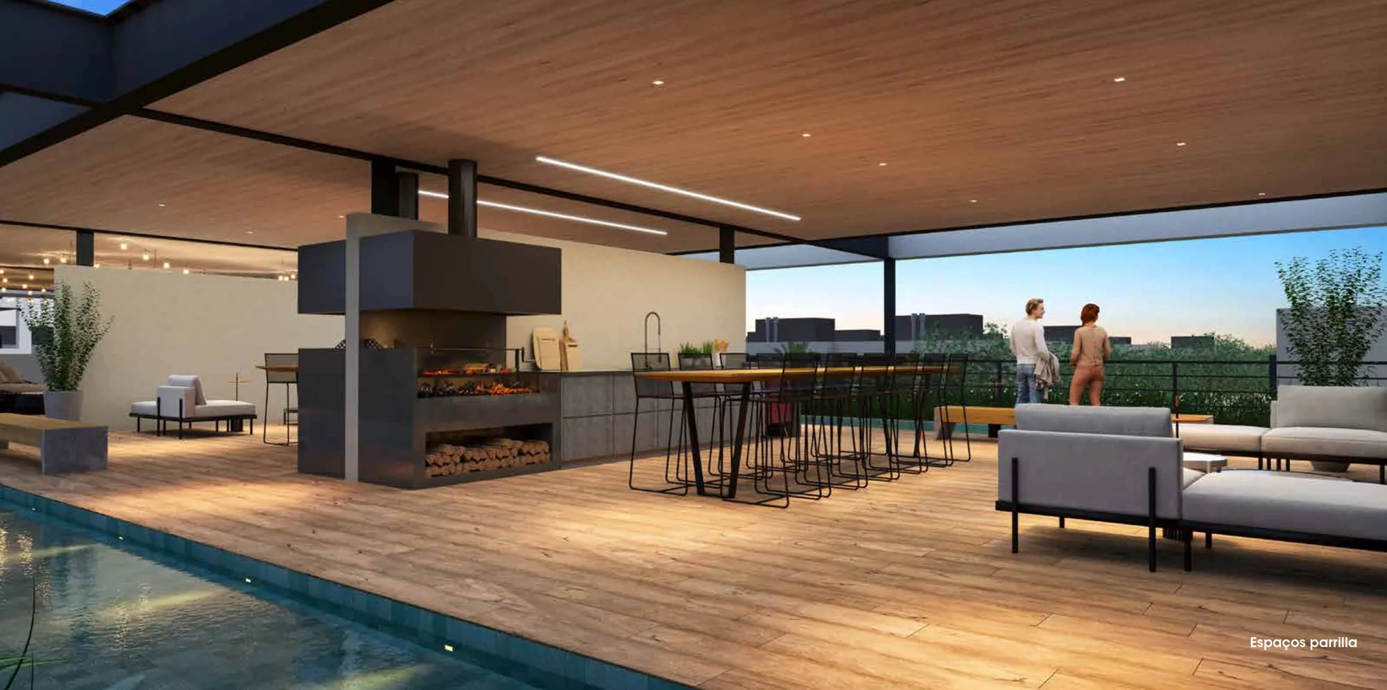 Espaço parrilla com área gourmet no clube do Gaia Atlântida Residences em Atlântida