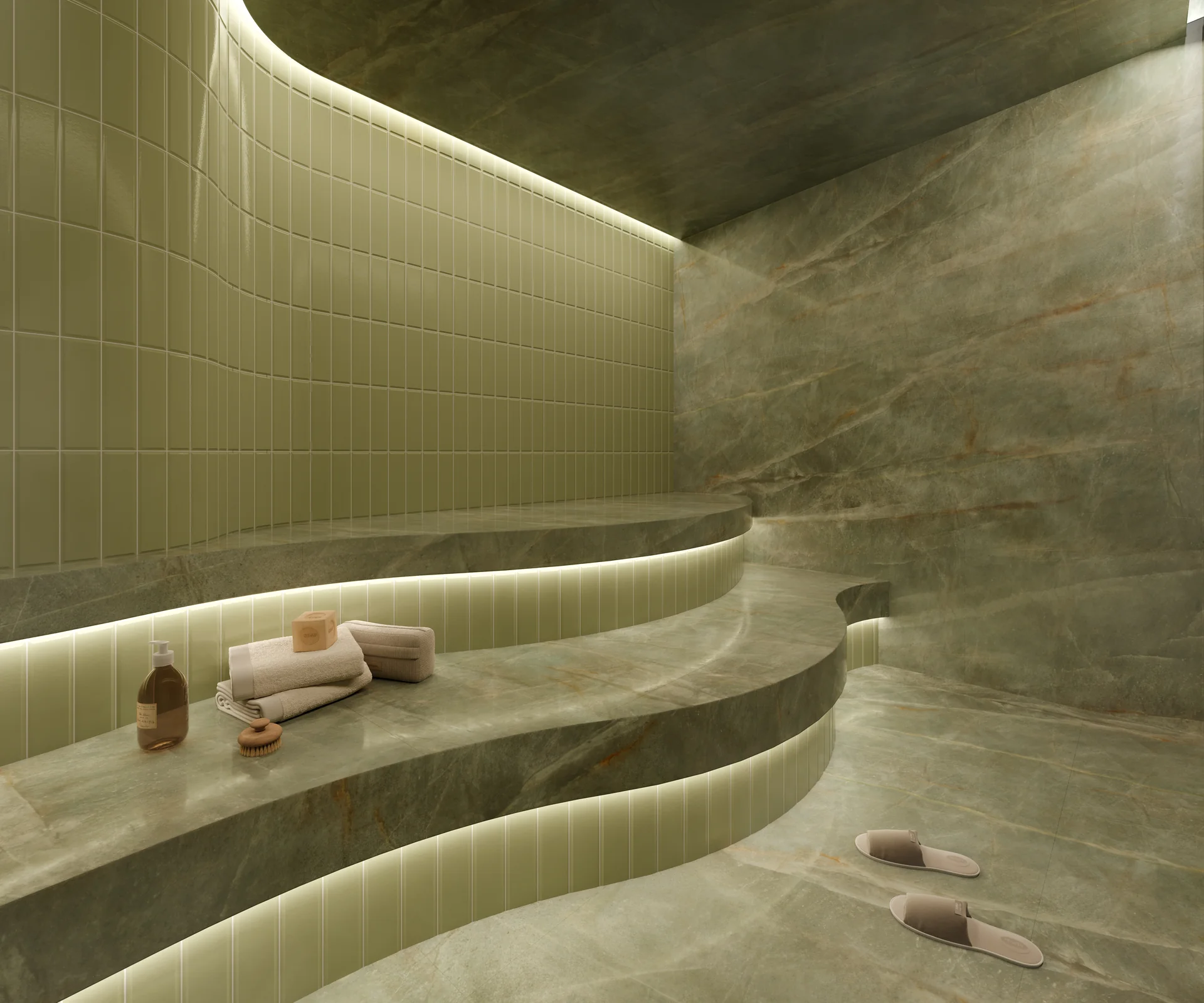 Render da sauna do Garden Park no 7º pavimento