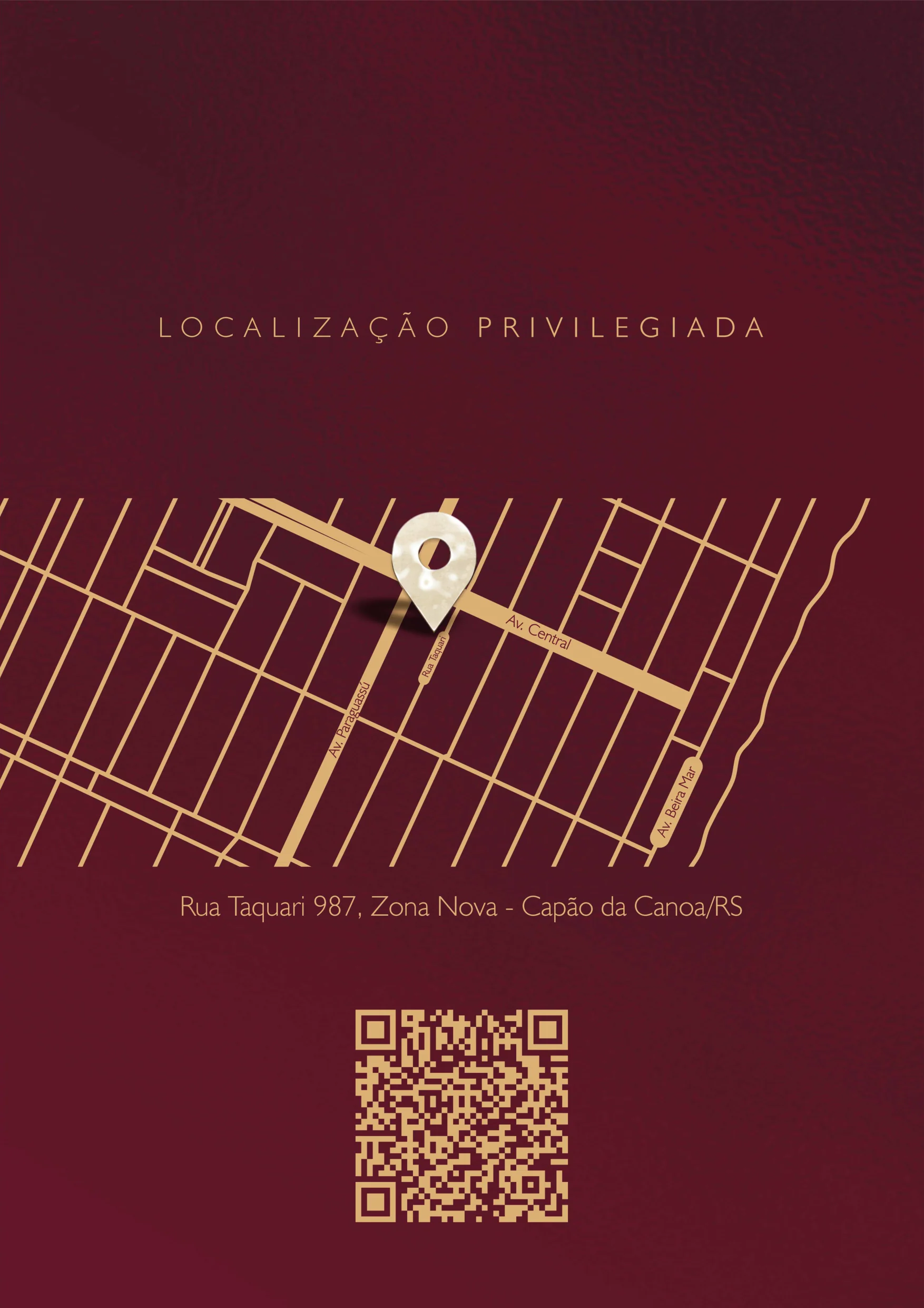 Mapa oficial de localização do Gran Legado Residence na Rua Taquari, Zona Nova, Capão da Canoa/RS