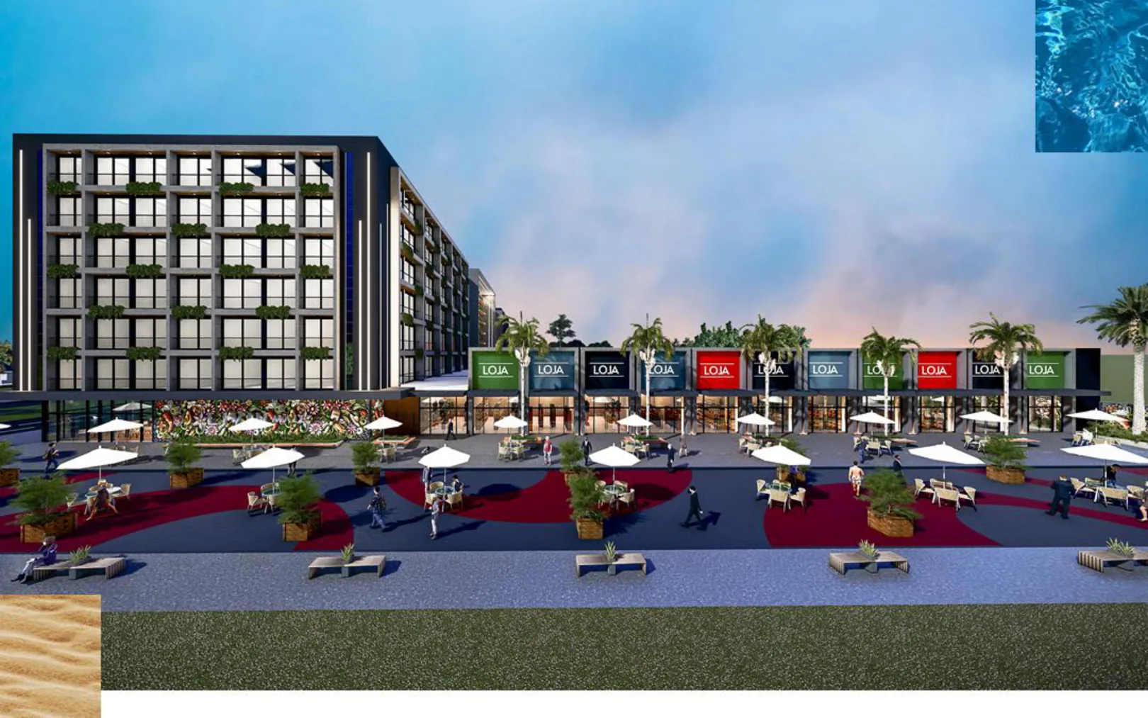 Rua coberta gastronômica e comercial em Atlântida, Xangri-Lá, no litoral norte gaúcho