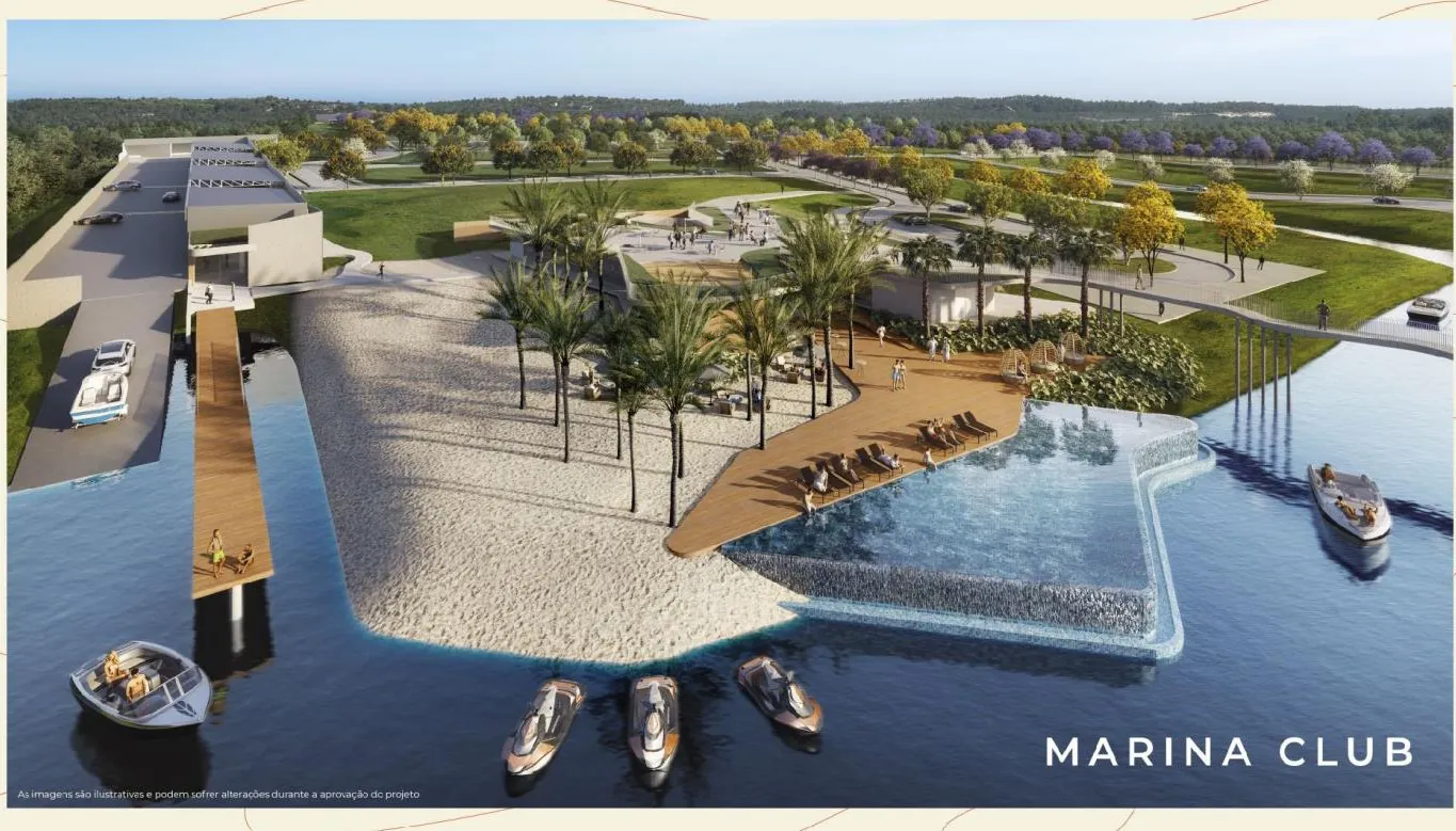 Marina privativa e beach club do NAU Marina e Moradas, condomínio fechado em Osório