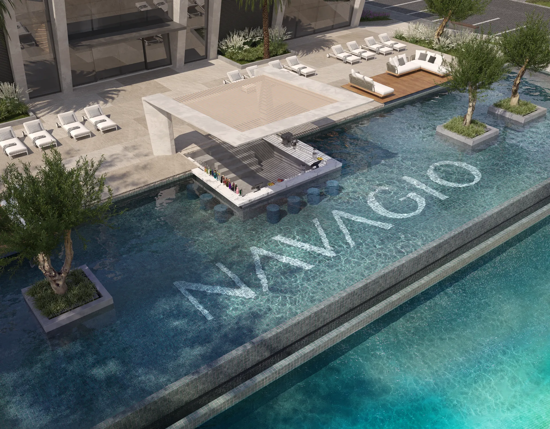 Pool bar e piscina do Navagio Life Homes