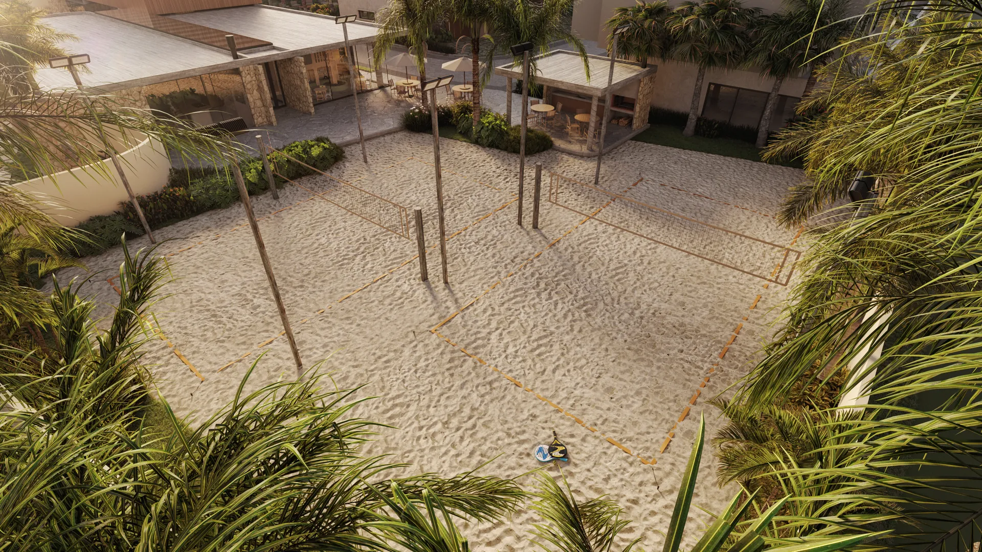 Quadras de beach tennis do Origem, condomínio de casas prontas em Xangri-Lá