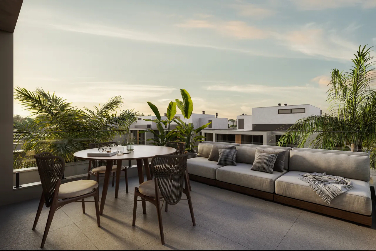 Render externo do modelo Oásis Cielo do Origem, com rooftop