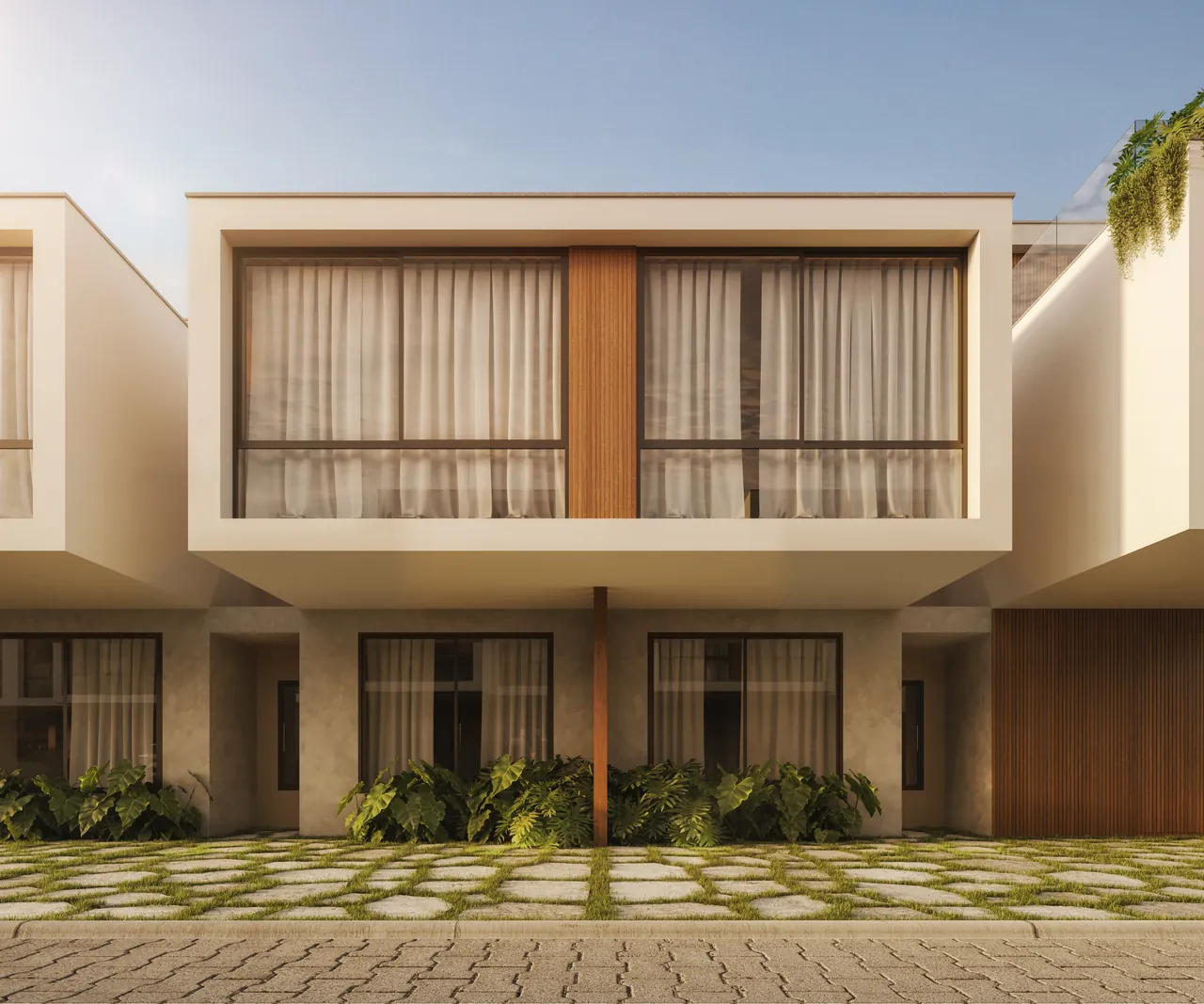 Render externo do modelo Sossego do condomínio Origem
