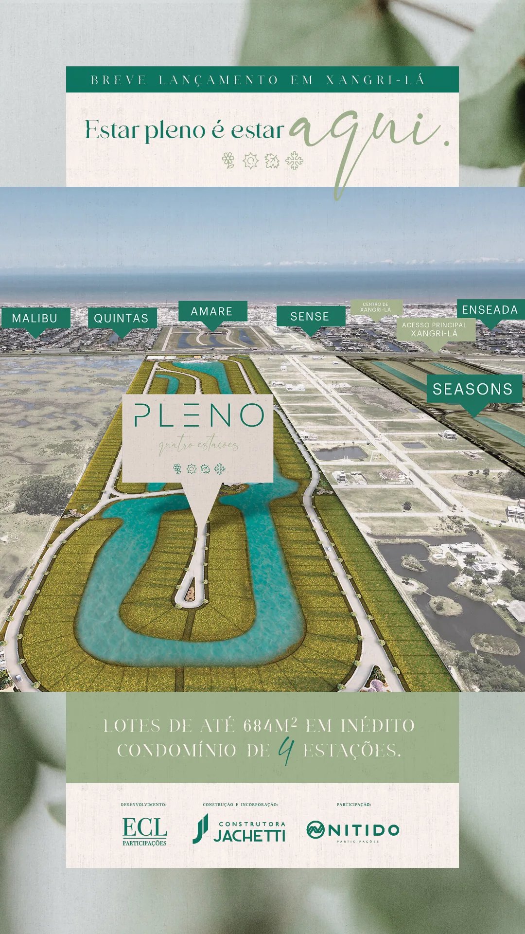 Mapa de localização do Pleno Quatro Estações junto ao centro de Xangri-Lá