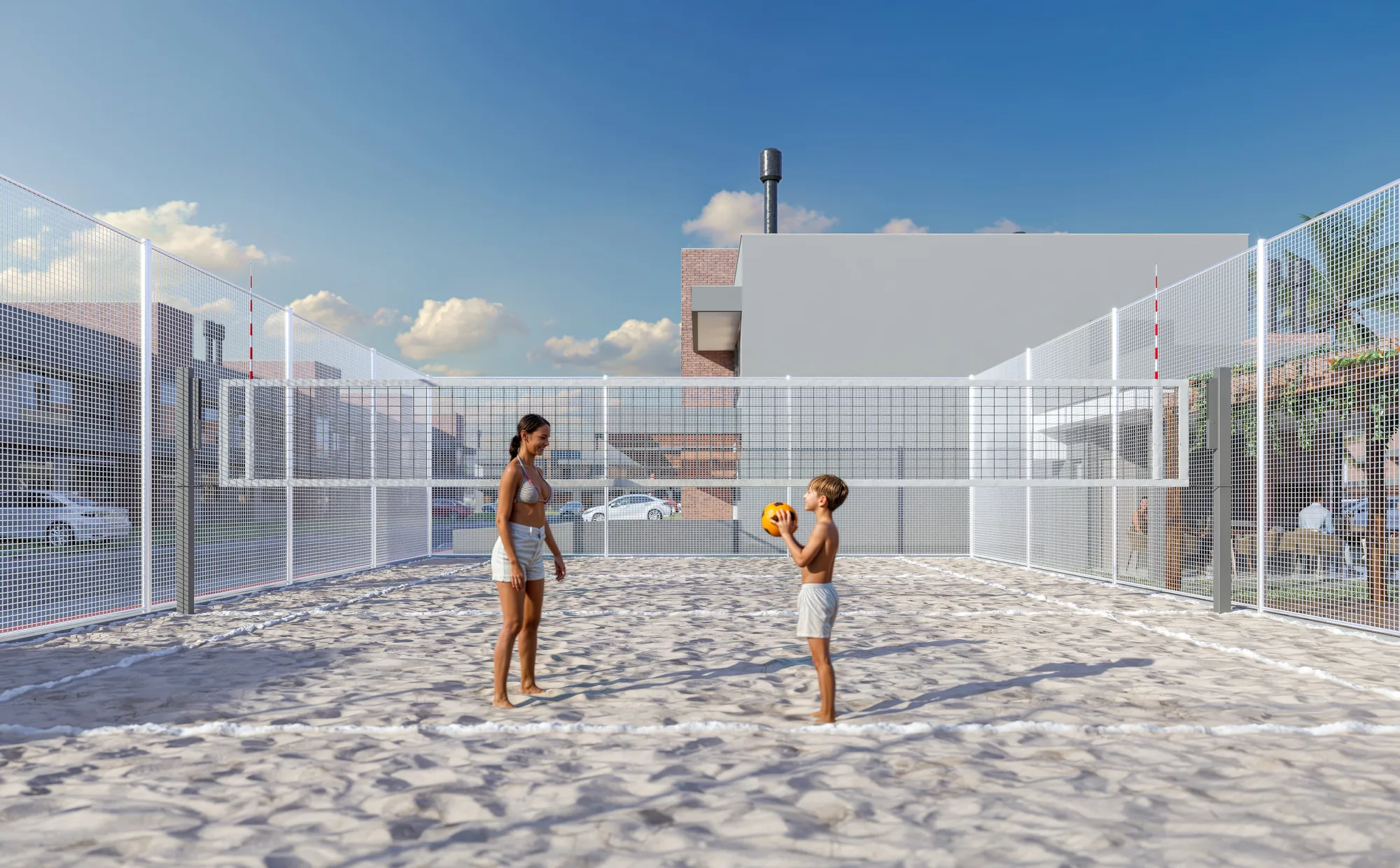 Quadra de areia para beach sports no condomínio Pôr do Sol