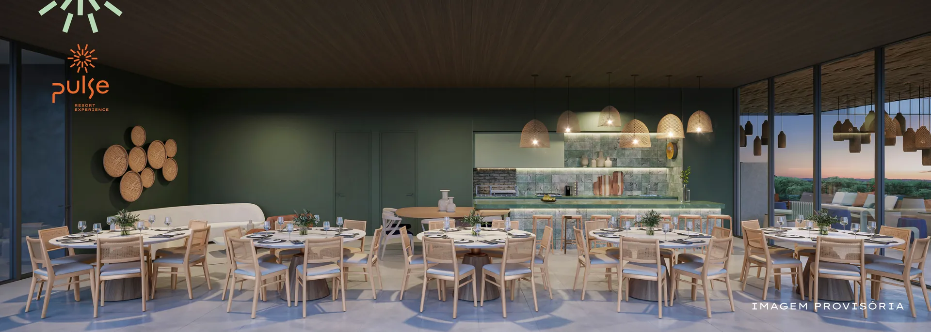 Restaurante e gourmets do Pulse Joy no Pulse Resort Experience em Curumim