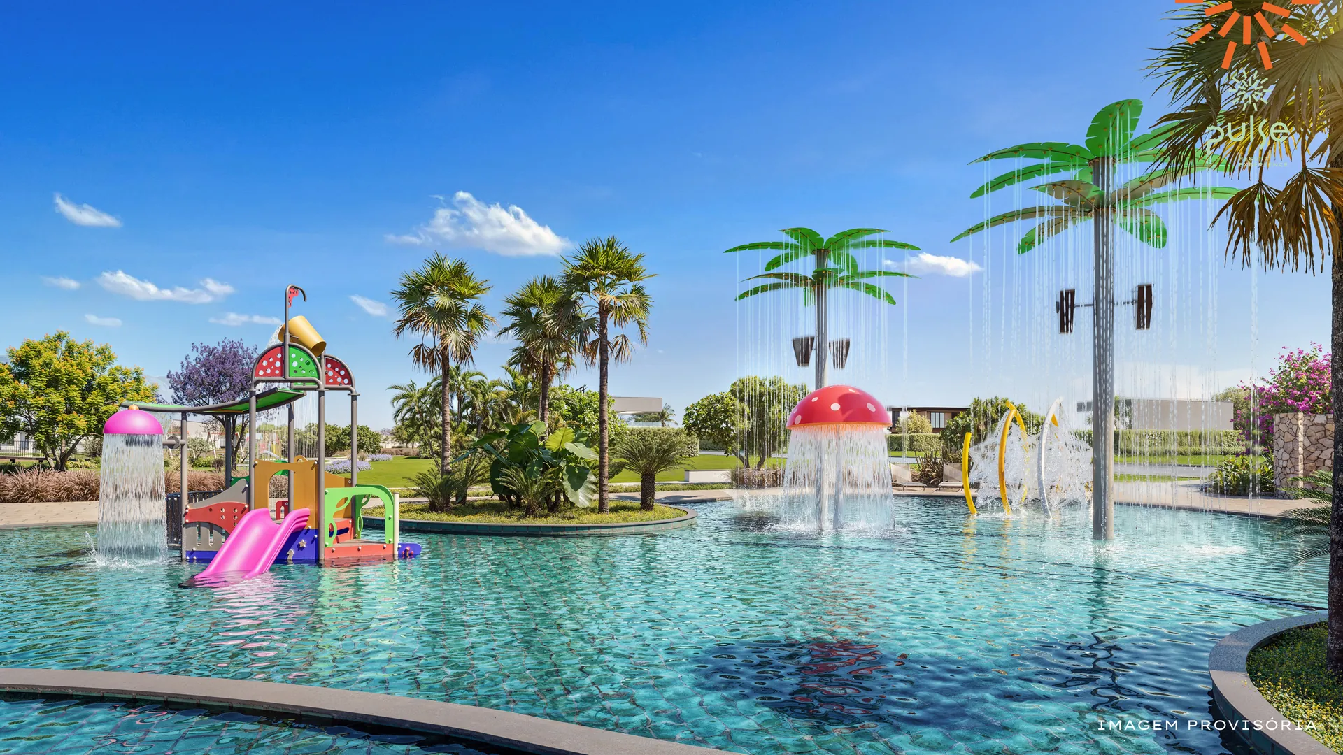 Piscina infantil e spray play do Pulse