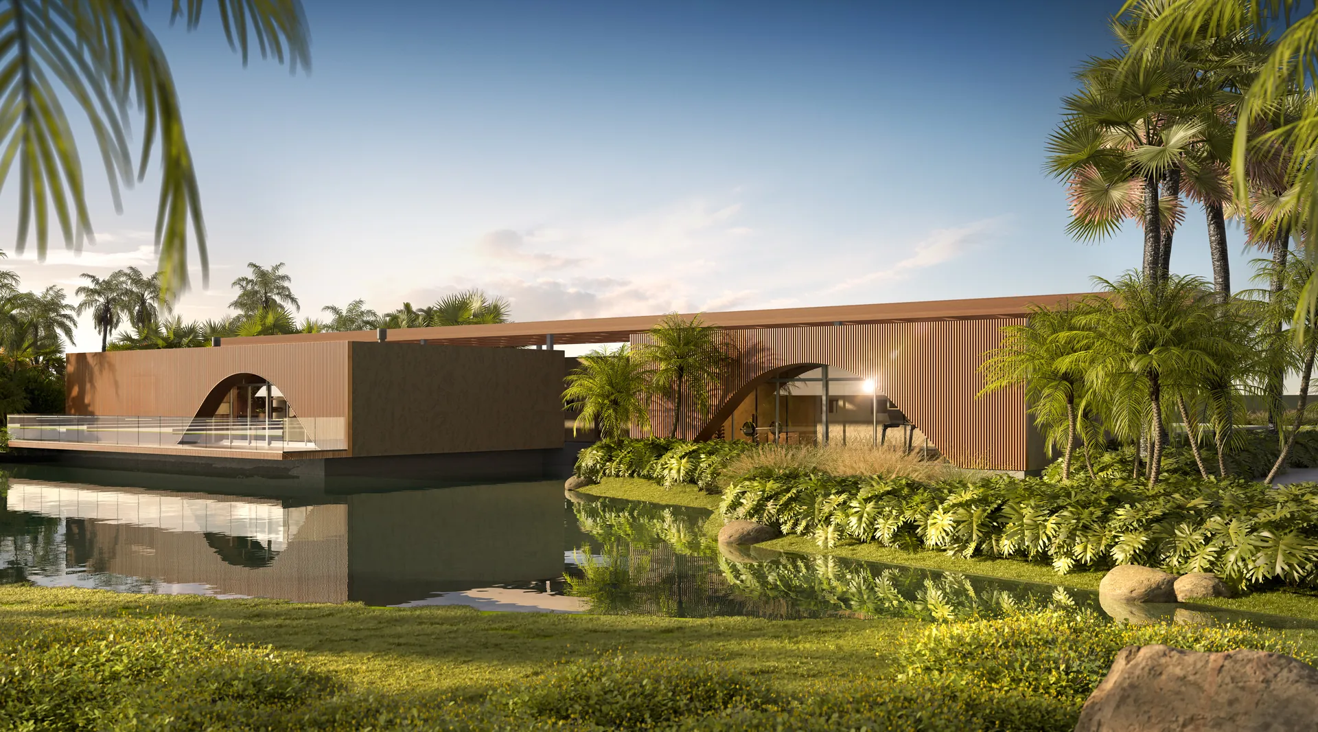 Casa em construção em lote de condomínio fechado com lotes à beira de lago no litoral norte gaúcho