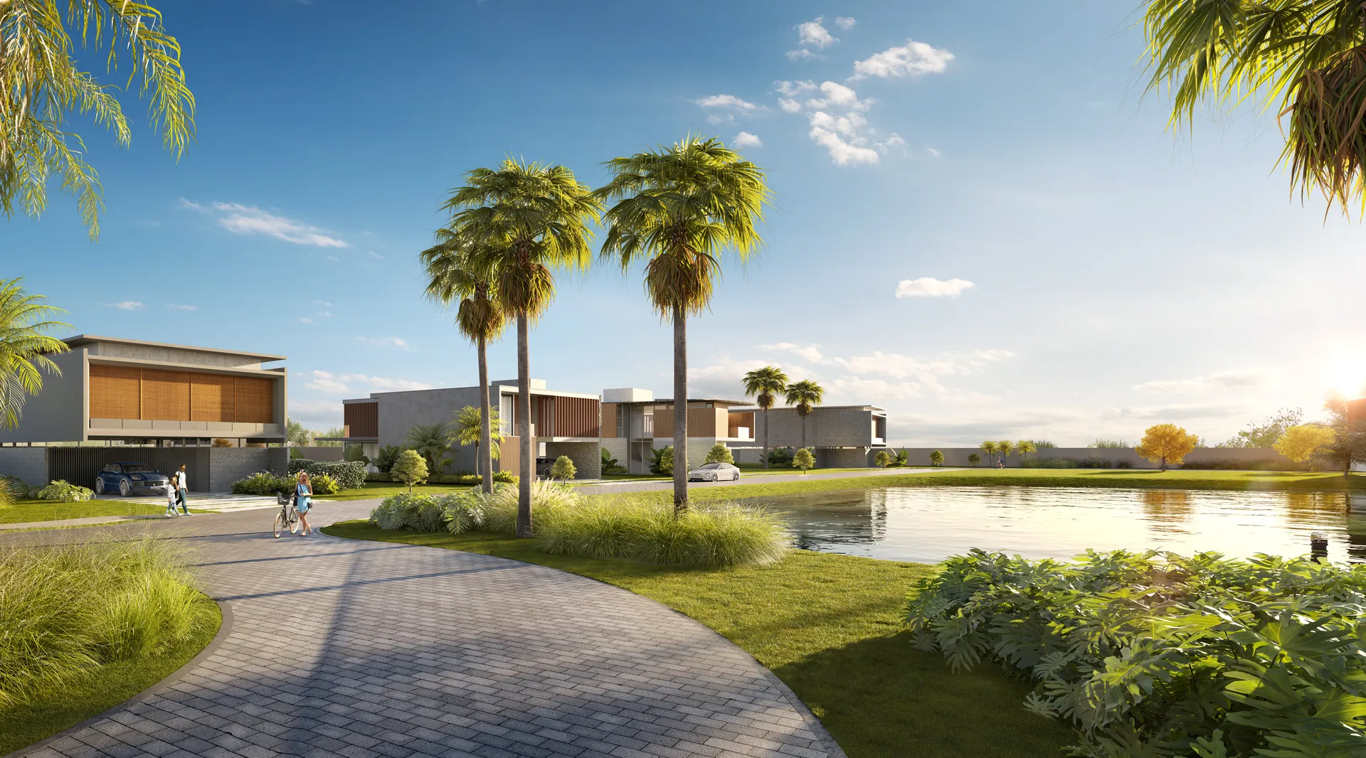 Rua interna beira-lago em condomínio fechado de terrenos no litoral norte gaúcho, onde valem as regras de construção