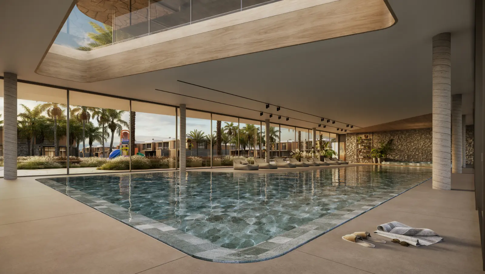 Piscina do clube do Scenario Design Resort, condomínio fechado em Capão da Canoa