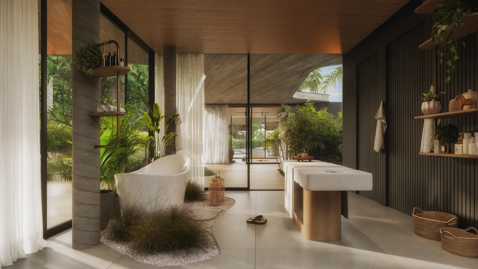 Espaço Spa com saunas seca e úmida no Wellness Space do Scenario