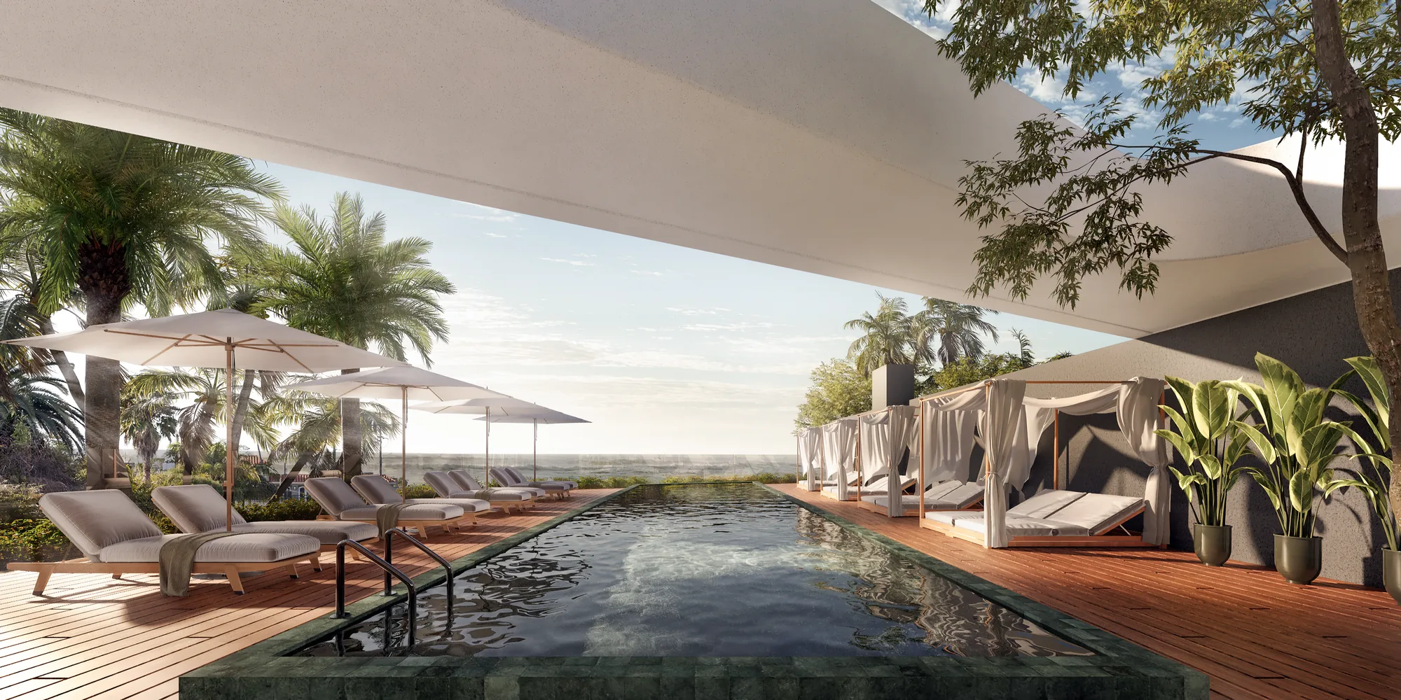 Beach club privativo do Seasons à beira-mar com terraço e piscina de borda infinita em Xangri-Lá