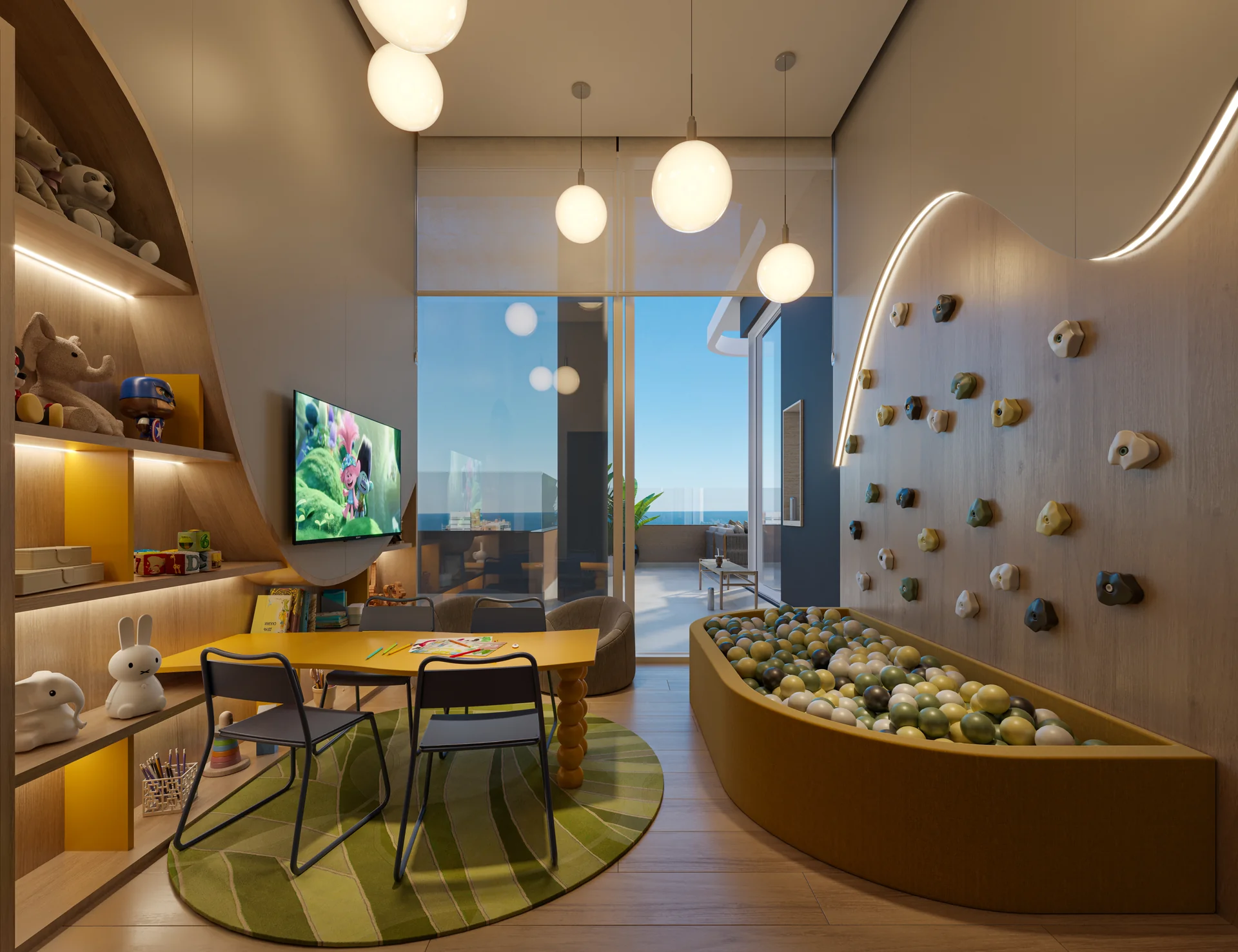 Chimarródromo e espaço kids do Soul Residence (render ilustrativo)