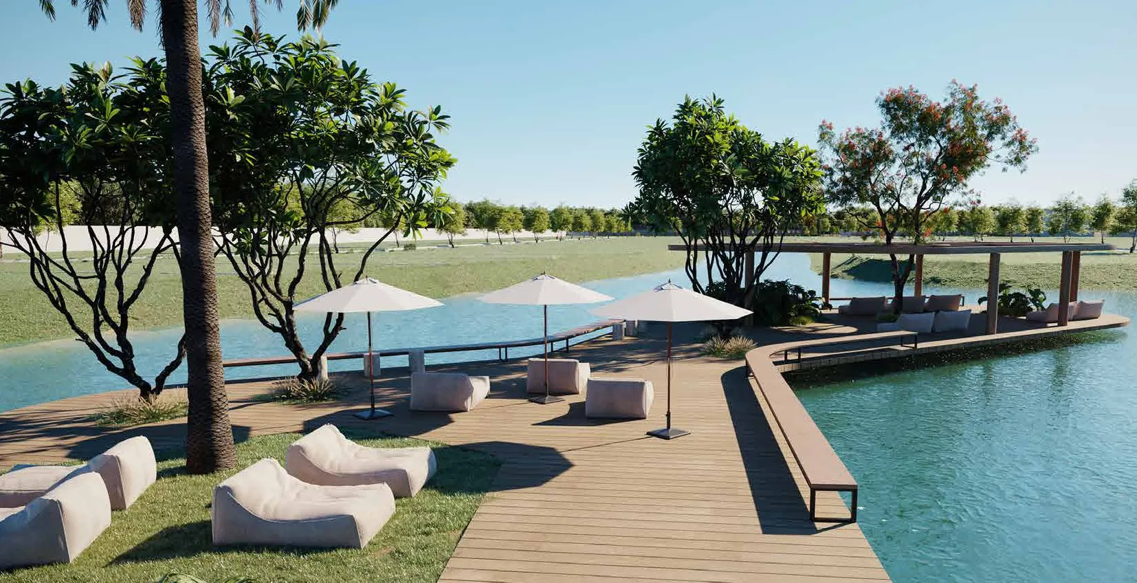 Lounge molhado com deck sobre a água no ZEN Concept Resort em Xangri-Lá